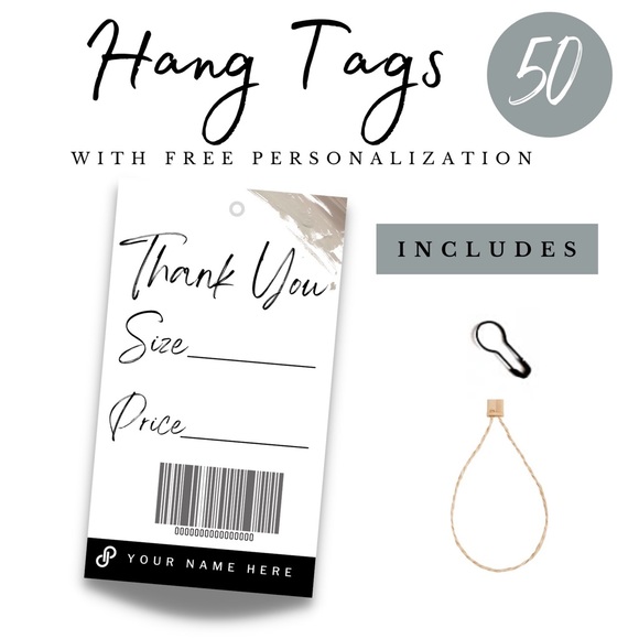 50 Custom Hang Tags - Seller Supplies - Poshmark Packaging - 2 x 3.5 in - Picture 1 of 8
